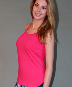 Y-Back Yoga Cami with Bra - Fuschia