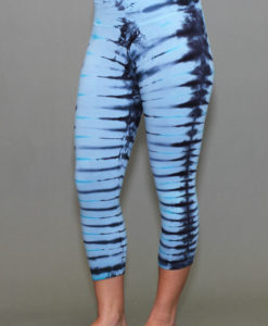 Organic Cotton Crop Yoga Legging - Serenity Blue/Black Tie-dye