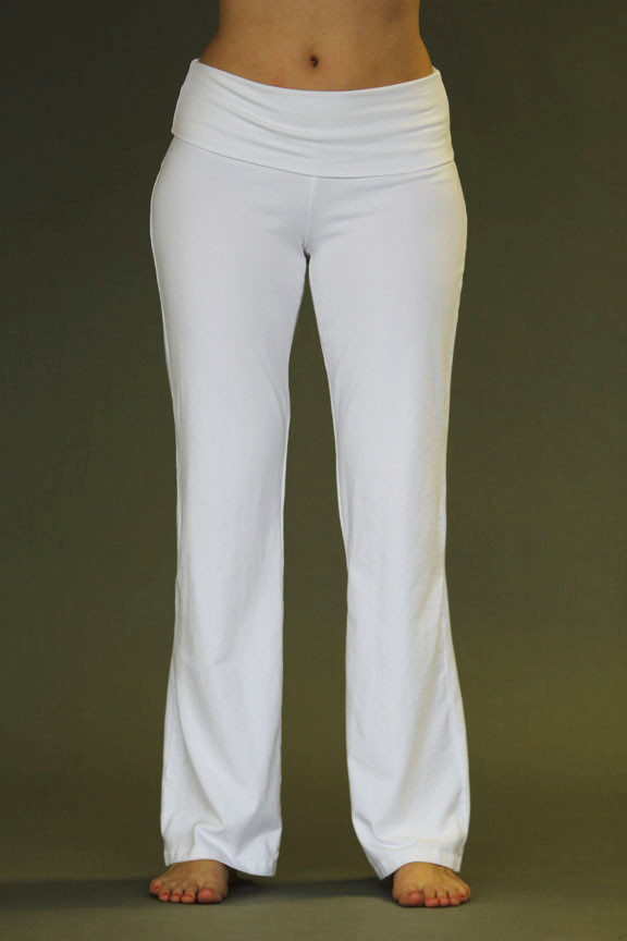 Organic Cotton Fold over Waistband Yoga Pant – Kundalini White | Blue ...