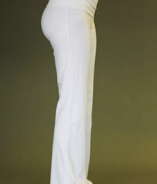 Organic Cotton Fold-over Waistband Yoga Pant - Kundalini White