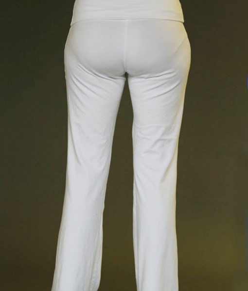 Organic Cotton Fold-over Waistband Yoga Pant - Kundalini White
