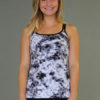 Tie-dye Caged Open-Back Yoga Top - Black & White