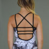 Tie-dye Caged Open-Back Yoga Top - Black & White