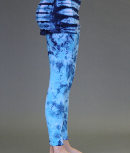 Organic Cotton Yoga Skirted Legging - Blue Tie-dye
