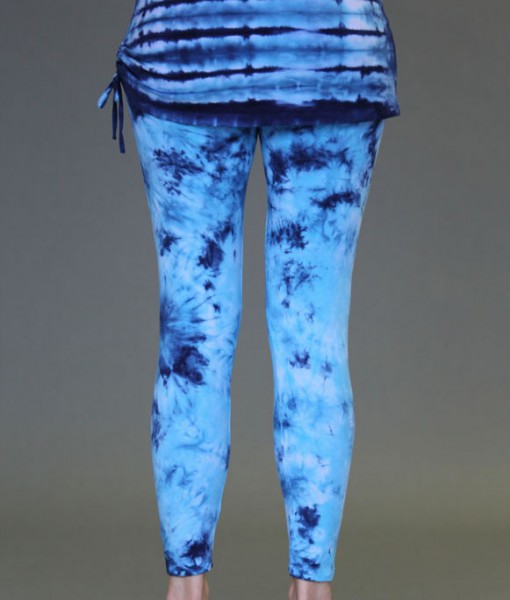 Organic Cotton Yoga Skirted Legging - Blue Tie-dye