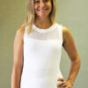 Organic Cotton Mesh Yoke Tank with Inside Shelf Bra - Kundalini White by Blue Lotus Yogawear