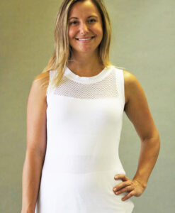 Organic Cotton Mesh Yoke Tank with Inside Shelf Bra - Kundalini White by Blue Lotus Yogawear