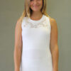 Organic Cotton Lace Yoke Tank with Inside Shelf Bra - Kundalini White by Blue Lotus Yogawear