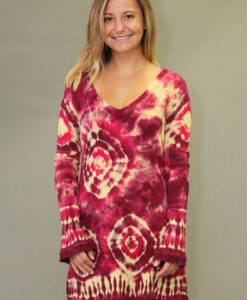Tie-dye Gauze Long Sleeve Tunic Dress - Ruby & Daffodil