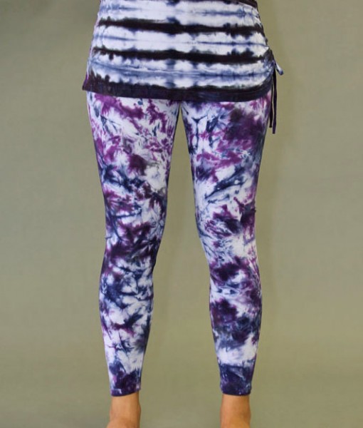 Organic Cotton Yoga Skirted Legging - Purple Tie-dye