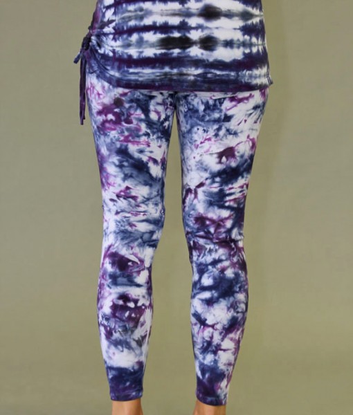 Organic Cotton Yoga Skirted Legging - Purple Tie-dye