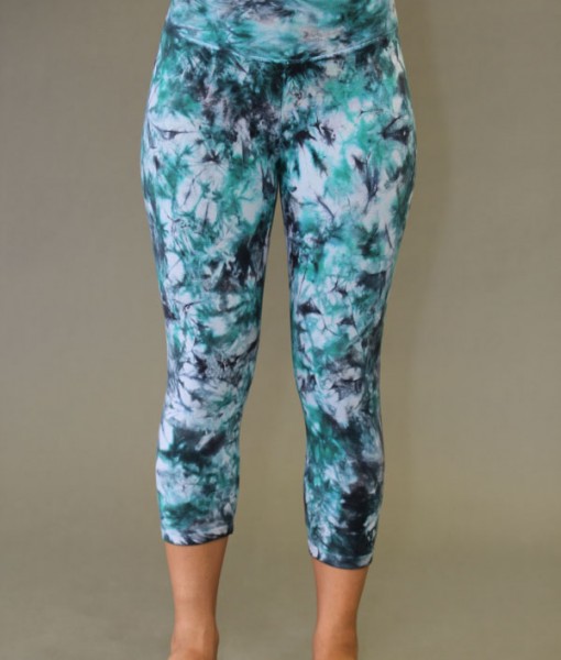 Organic Cotton Yoga Legging - Turquoise/Black Tie-dye by Blue Lotus Yogawear