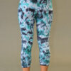Organic Cotton Crop Yoga Legging - Turquoise/Black Tie-dye
