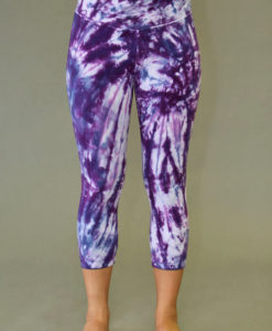 Organic Cotton Crop Yoga Legging - Purple Spiral Tie-dye by Blue Lotus Yogawear