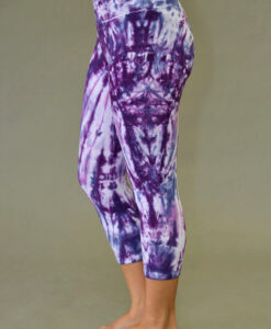 Organic Cotton Crop Yoga Legging - Purple Spiral Tie-dye