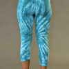 Organic Cotton Crop Yoga Legging - Aqua Spiral Tie-dye