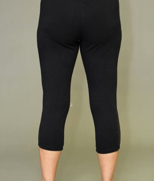 Mesh Cutout Crop Yoga Legging - Black