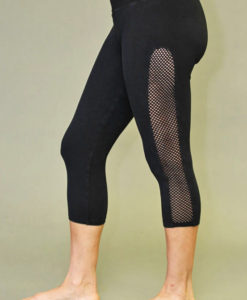 Mesh Cutout Crop Yoga Legging - Black