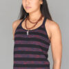 Variegated Stripe Double Y-back Cami with Built-in Bra and Contrast Stitching by Blue Lotus Yogawear