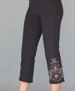 Organic Cotton Capri Yoga Pant with Hand Painted Mehndi Design by Blue Lotus Yogawear