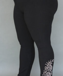 Organic Cotton Yoga Legging - Mehndi Hand-painted Design