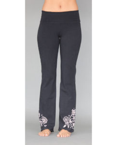 Organic Cotton Hand-painted Mehndi Design Yoga Pant- Black by Blue Lotus Yogawear