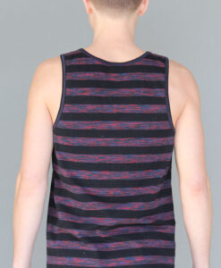 Men's Stripe Yoga Tank - Black and Red back by Blue Lotus Yogawear
