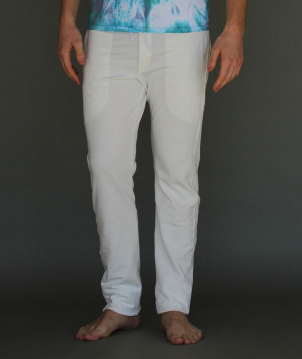 Men's Organic Cotton 4-Way Stretch Yoga Pant - Kundalini White - Blue ...