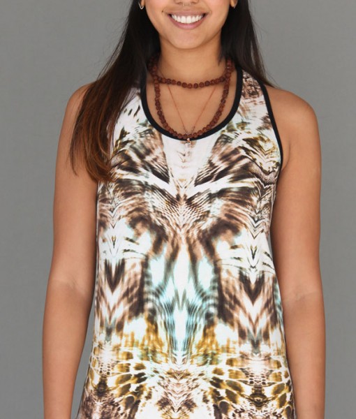 Tiger Print Cinch Back Yoga Tank by Blue Lotus Yogawear