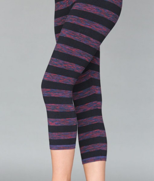 Variegated Stripe Cotton Lycra Crop Yoga Legging by Blue Lotus Yogawear