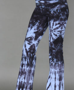 Organic Cotton Foldover Waist Yoga Pant - Serenity Blue Tie-dye by Blue Lotus Yogawear. 4- way Stretch, Pre-shrunk, Easy Care, Made in USA.