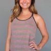 Double Y-back Cami with Built-in Bra - Coral/Sand Stripe
