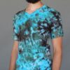 Men's Granite Tie Dye V-Neck Yoga Cut Tee- Olive/Turquoise by Blue Lotus Yogawear