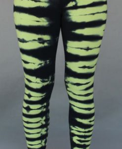 Organic Cotton Bengal Tiger Tie Dye Ankle Length Yoga Legging- Lime Black by Blue Lotus Yogawear
