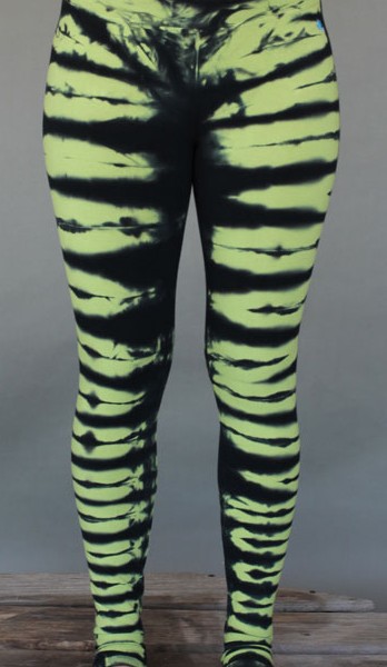 Organic Cotton Bengal Tiger Tie Dye Ankle Length Yoga Legging- Lime Black by Blue Lotus Yogawear