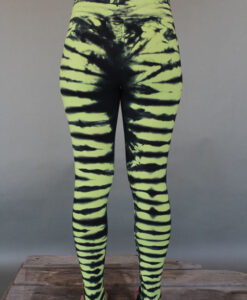 Organic Cotton Bengal Tiger Tie Dye Ankle Length Yoga Legging- Lime Black Back by Blue Lotus Yogawear