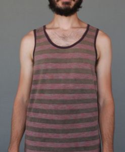 Men's Stripe Yoga Tank - Coral and Sand by Blue Lotus Yogawear