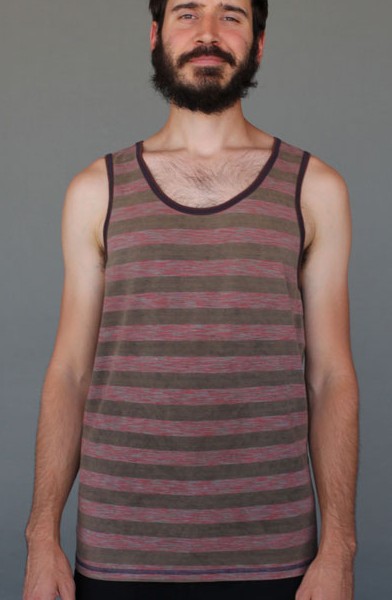 Men's Stripe Yoga Tank - Coral and Sand by Blue Lotus Yogawear