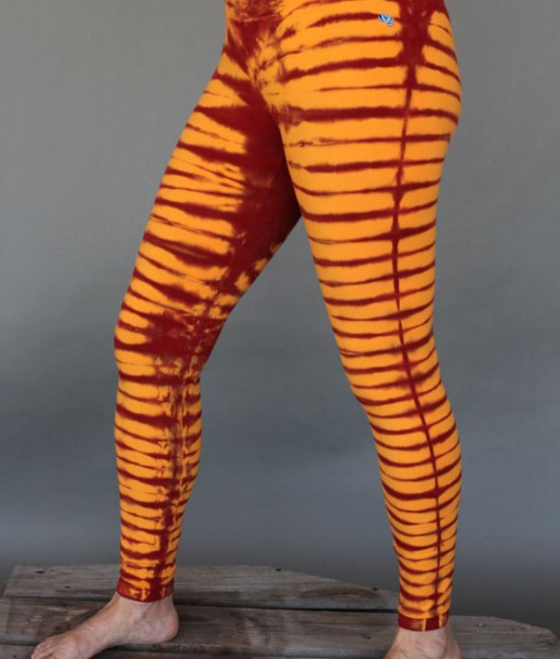 Organic Cotton Bengal Tiger Tie Dye Ankle Length Yoga Legging- Inner Fire by Blue Lotus Yogawear