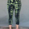 Organic Cotton Crop Yoga Legging - Lime/Black Tie-dye