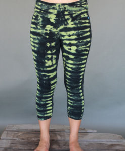 Organic Cotton Crop Yoga Legging - Lime/Black Tie-dye