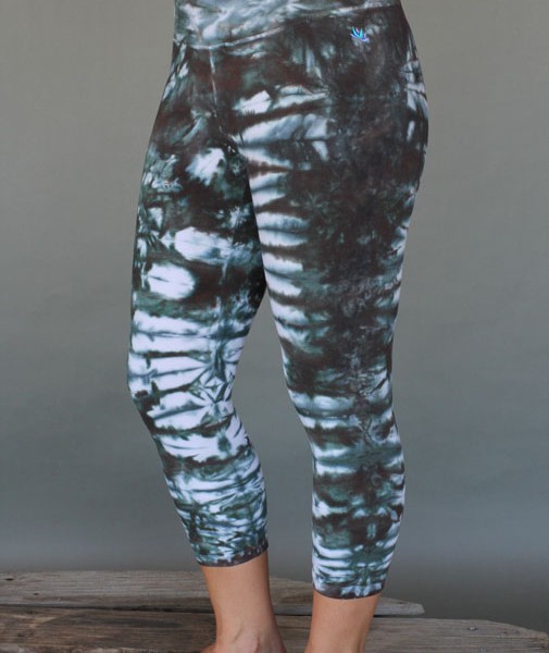 Organic Cotton Crop Yoga Legging - Brown/Sage Tie-dye by Blue Lotus Yogawear