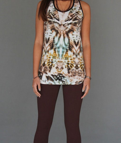 Tiger Print Cinch Back Yoga Tank