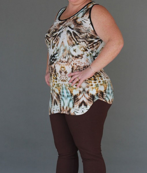 Tiger Print Cinch Back Yoga Tank XXL
