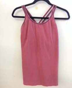 Organic Cotton Double Cross Back Cami with Built-in Bra- Cranberry by Blue Lotus Yogawear