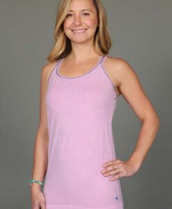 Organic Cotton Double Cross Back Cami with Built-in Bra- Pink by Blue Lotus Yogawear