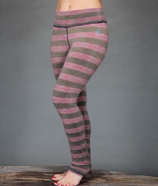 Striped Yoga Legging - Coral and Sand Stripe by Blue Lotus Yogawear