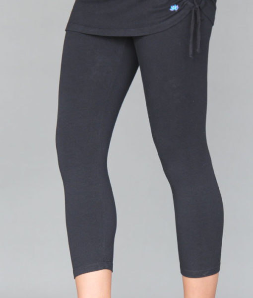 Organic Cotton Yoga Skirted Crop Legging - Black by Blue Lotus Yogawear