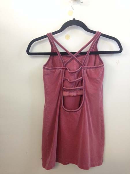 Organic Cotton Caged Back Cami with Built-in Bra- Cranberry by Blue Lotus Yogawear