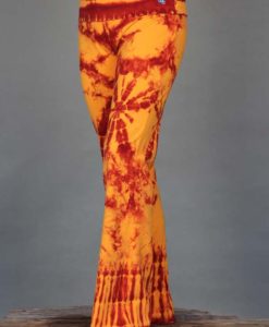 Organic Cotton Foldover Waist Yoga Pant - Inner Fire Tie Dye by Blue Lotus Yogawear. Pre-shrunk, Easy Care, Made in USA